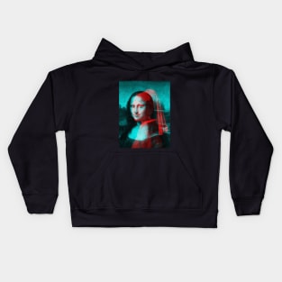 Monna Lisa with a Pearl Earring Interactive Red&Blue Filter Kids Hoodie